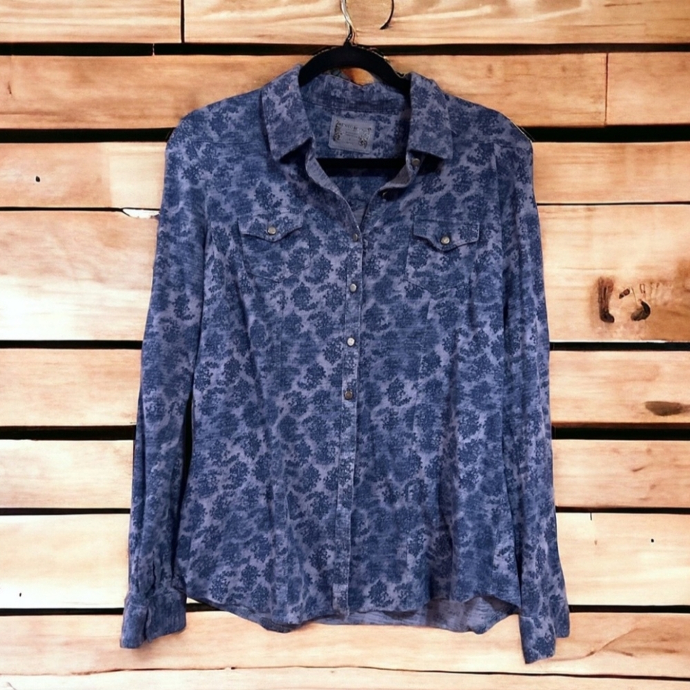 Ruff Hewn Blue Cotton Button Up Shirt